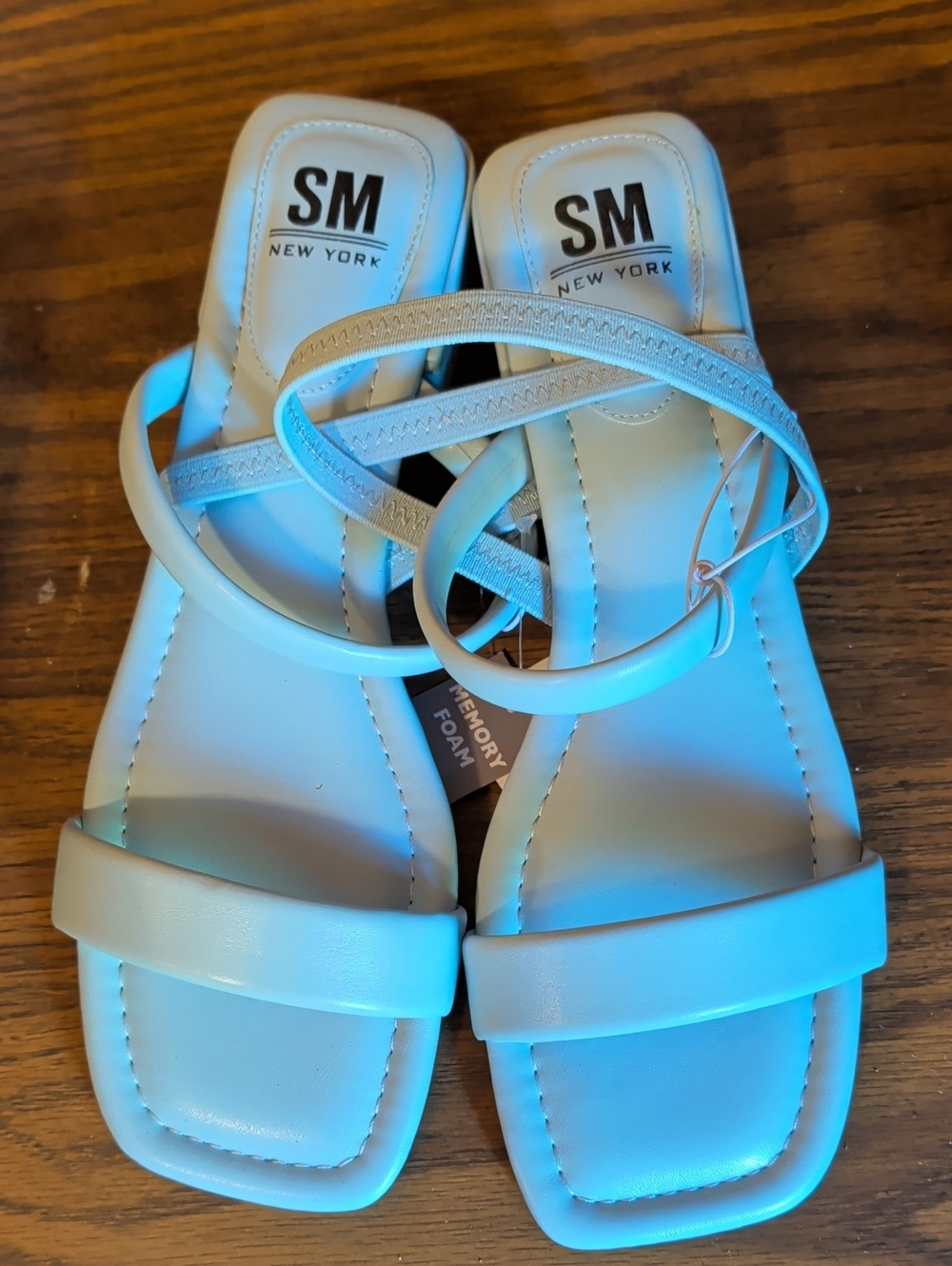 SM New York Light Blue Womens Strappy Memory Foam Sandals - Size 11